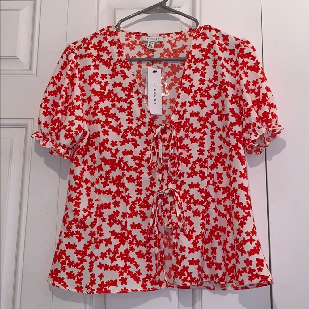 Front Tie Blouse Topshop